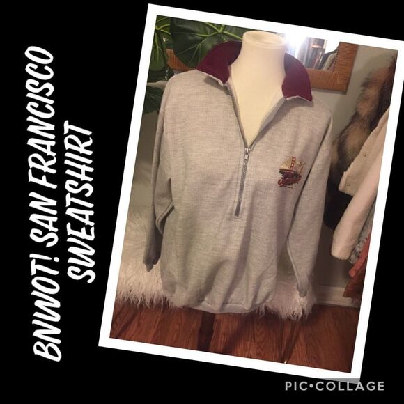 San Francisco Gray W/ Maroon Pullover Half Zip Sweatshirt Unisex Size Medium - Picture 1 of 8